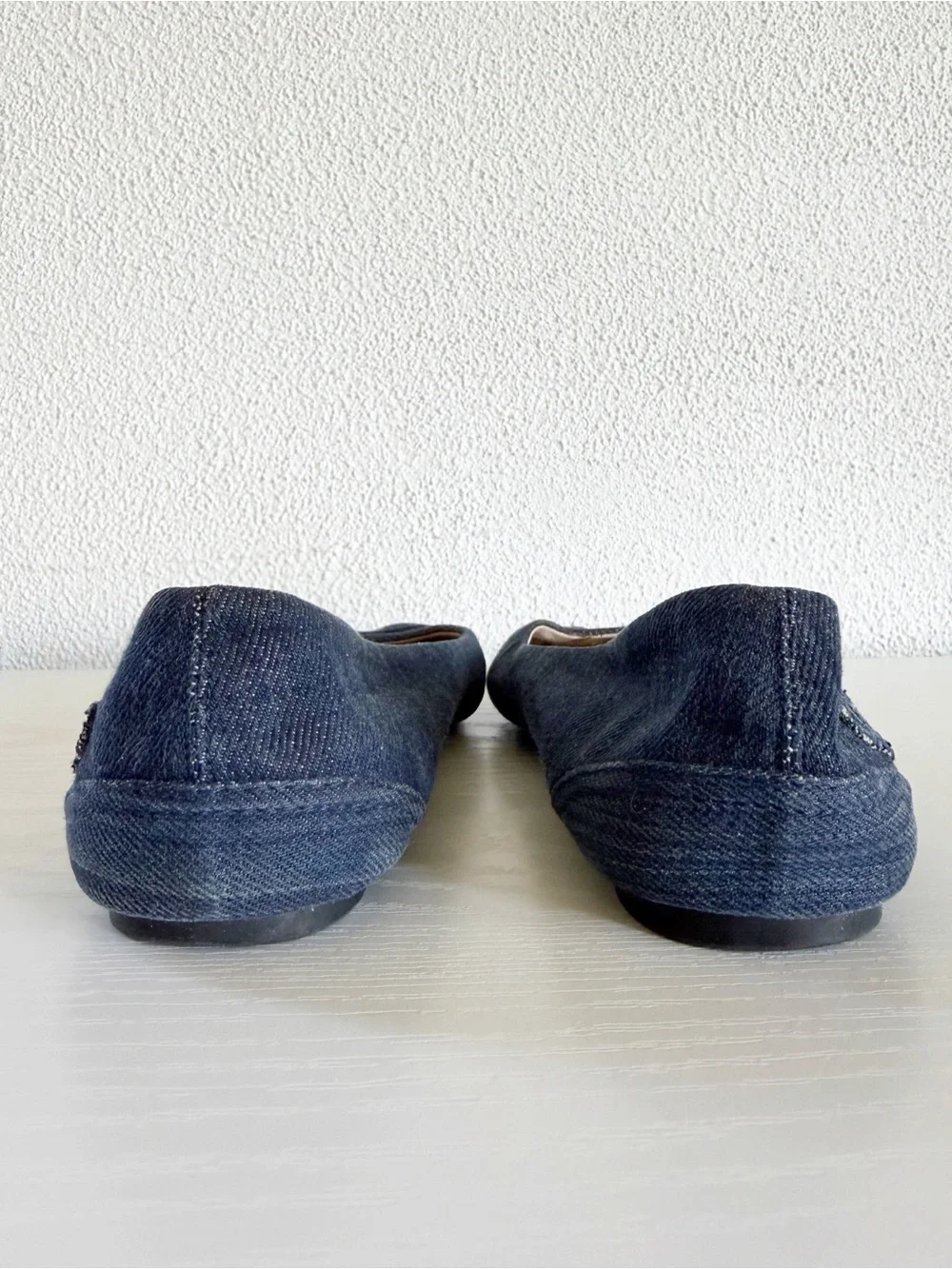 Chanel Blue Denim Cap Toe Ballet Flats Embroidered CC Logo EU 37 US 7
